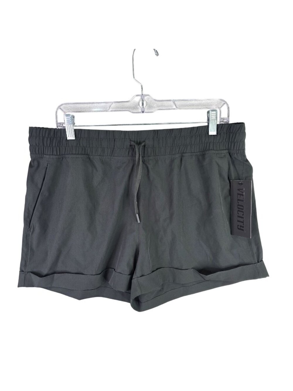 Womens Velocity Black Activewear Shorts Elastic Waist Drawstring 4" Inseam XL